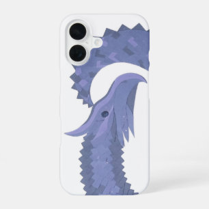 Coque iPhone 16 Dragon bleu-gris à coeur blanc