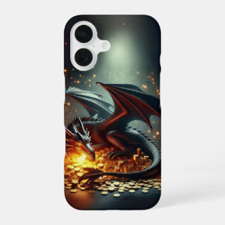 Coque iPhone 16 Dragon Guarding Gold Design