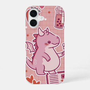 Coque iPhone 16 Dragon rose Sucré - Romantique Kawaii
