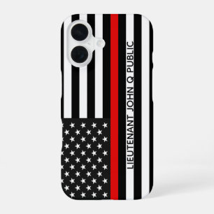 Coque iPhone 16 Drapeau américain Thin Red Line