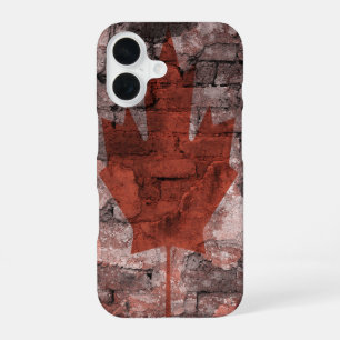 Coque iPhone 16 Drapeau canadien mur de briques