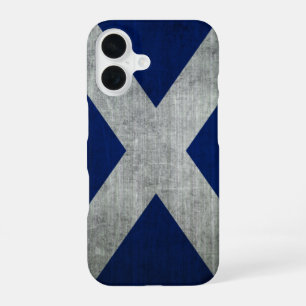 Coque iPhone 16 Drapeau de l'Écosse Dark Grunge