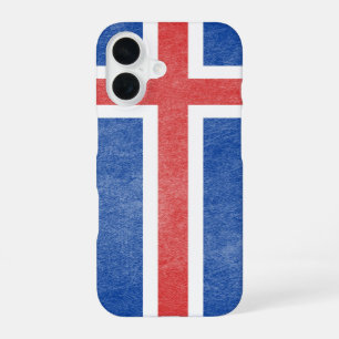 Coque iPhone 16 Drapeau de l'Islande Grunge