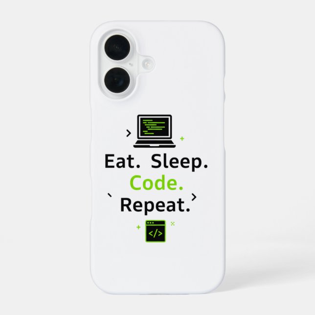 Coque iPhone 16 Eat Sleep Code Repeat iPhone Case (Verso)