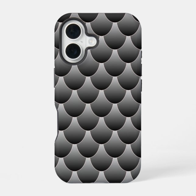 Coque iPhone 16 Échelles noires et grises (Verso)