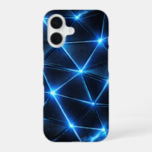 Electric Blue Geometric Energy Grid Phone Case