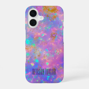 Coque iPhone 16 Élégant Moderne Abstrait Opale de Feu Nom Personna