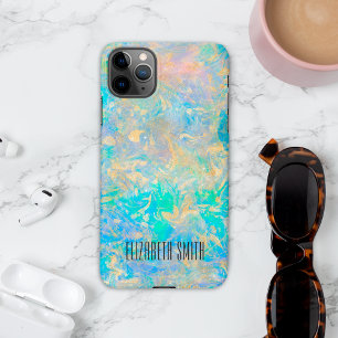 Coque iPhone 16 Élégant Moderne Abstrait Or Feu Opale Nom Personna