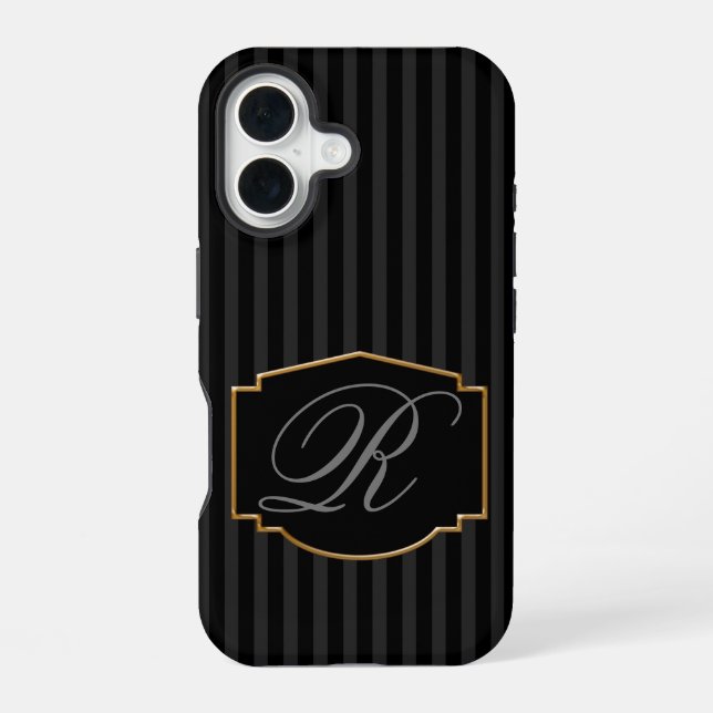 Coque iPhone 16 Élégant, Sophistiqué Monogramme (Verso)