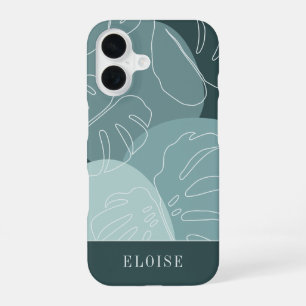 Coque iPhone 16 Épicéa et Menthe Boho Feuille de Monstera Tropical