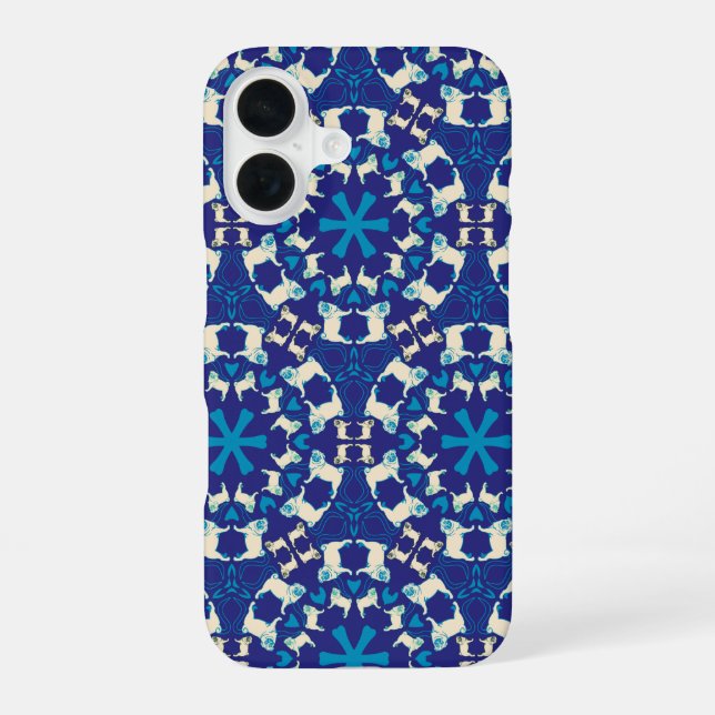 Coque iPhone 16 Étui à motif de pug (Verso)