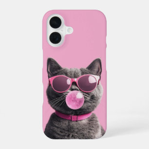 Coque iPhone 16 Étui Chat Bubblegum
