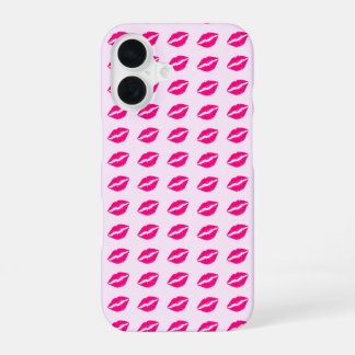 Coque iPhone 16 Étui de téléphone à empreinte de lèvre rose