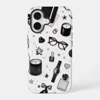 Coque iPhone 16 Étui de téléphone à esthétique noir et blanc