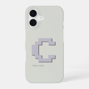Coque iPhone 16 Étui de téléphone à monogramme en pixel art rétro 