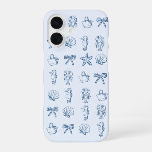 Coque iPhone 16 Étui de téléphone bleu marine et bleu clair été