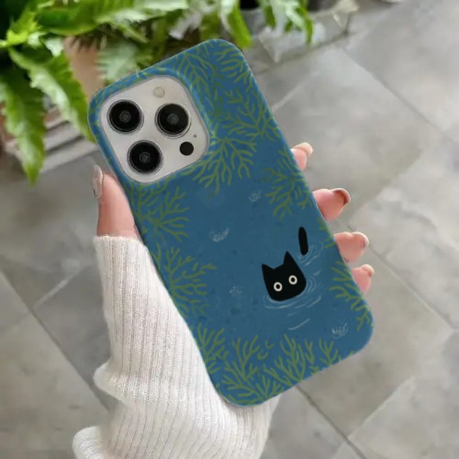 Coque iPhone 16 Étui de téléphone chat noir drôle (Créateur téléchargé)