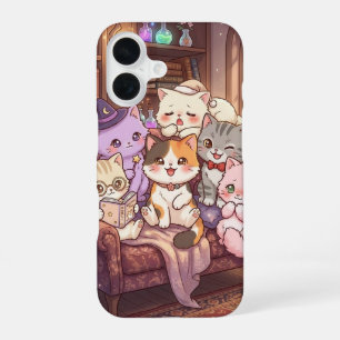 Coque iPhone 16 Étui de téléphone Chats Magiques et Cosy