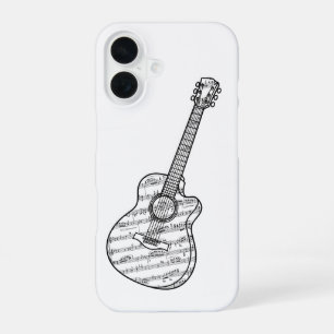 Coque iPhone 16 Étui de téléphone Guitare et Notes de Musique