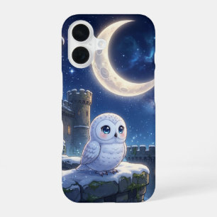 Coque iPhone 16 Étui de téléphone Lune Chouette enneigée Mignon