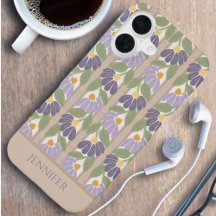 Étui de téléphone personnalisé avec nom et fleurs 