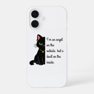 Coque iPhone 16 étui de téléphone pour chat noir drôle