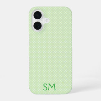 Coque iPhone 16 Étui de téléphone vert sauge personnalisé à pois