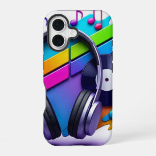Coque iPhone 16 Étui de téléphone Vibrant Music Vibes - Casque et