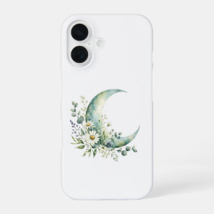 Coque iPhone 16 Étui iPhone 16 Croissant de Lune et Fleurs Sauvage