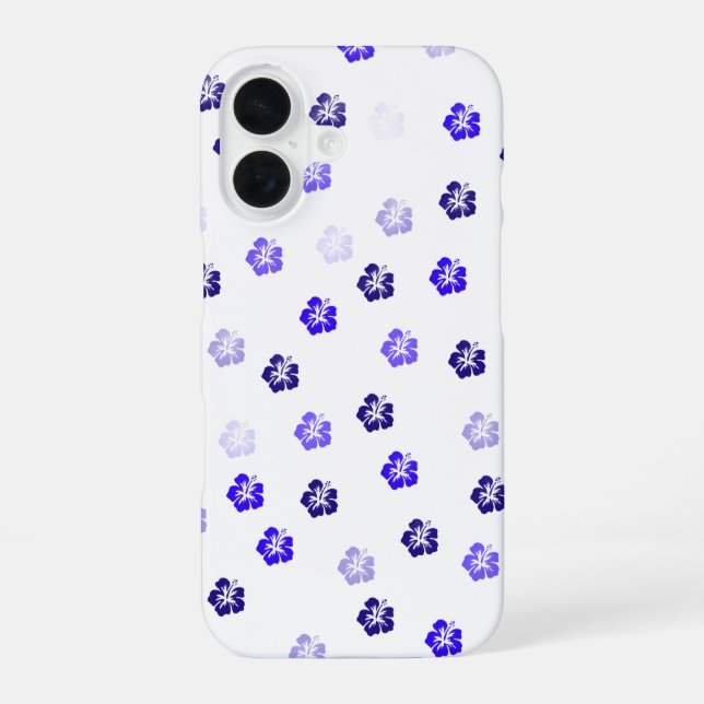 Coque iPhone 16 Étui iPhone à motif d'Hibiscus Bleu  (Verso)