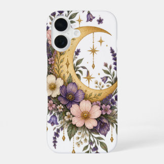 Coque iPhone 16 Étui iPhone Golden Moon Wildflower Garden