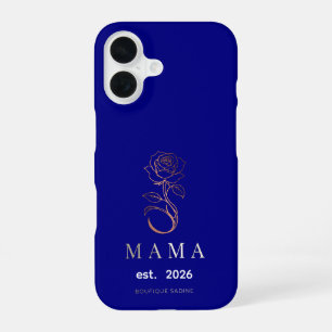 Coque iPhone 16 Étui iPhone Navy Bleu MAMA Rose personnalisé