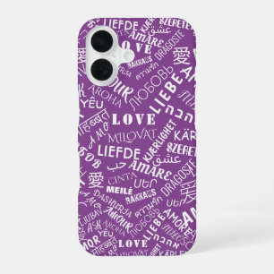 Coque iPhone 16 Étui iPhone violet personnalisé avec texte d'amour