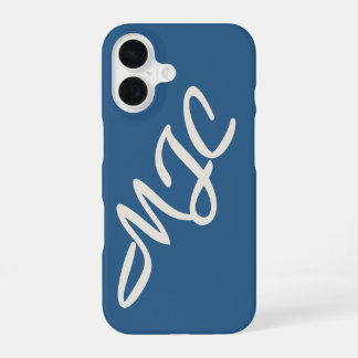 Coque iPhone 16 Étui Monogramme Personnalisé Bleu Côtes