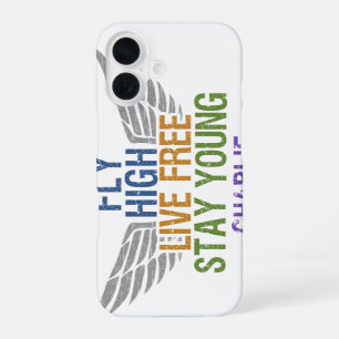 Coque iPhone 16 Étui personnalisé avec monogramme FLY HIGH