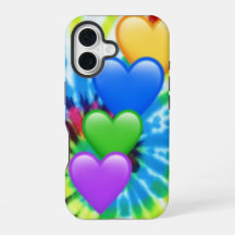 Étui pour iPhone 16 Tie Dye Hearts