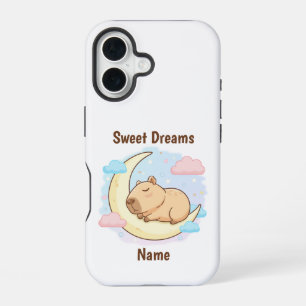 Coque iPhone 16 Étui pour iPhone Capybara Sweet Dreams personnalis