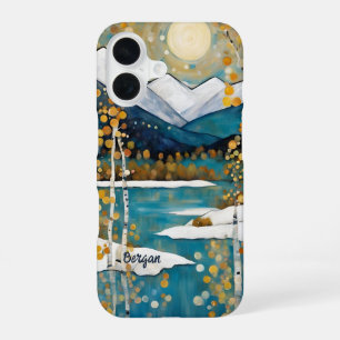 Coque iPhone 16 Étui pour iPhone / iPad nom de montagne enneigée b