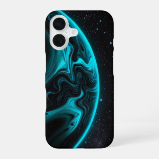 Coque iPhone 16 Étui téléphonique minimaliste noir avec accents ro