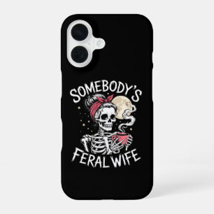 Coque iPhone 16 Feral Funny Amateurs de café Boire Crâne Plaisante