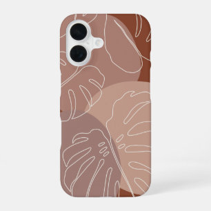 Coque iPhone 16 Feuille de Monstera Tropical Boho Terracotta Foncé