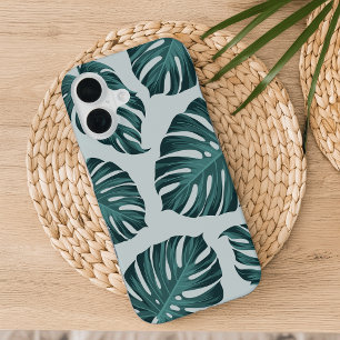 Coque iPhone 16 Feuilles Botaniques Tropicales de Monstera Motif É