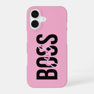 Coque iPhone 16 Fille Boss Rose Noir