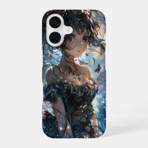 Coque iPhone 16 Fille d'anime de fantasy dans un jardin enchanté