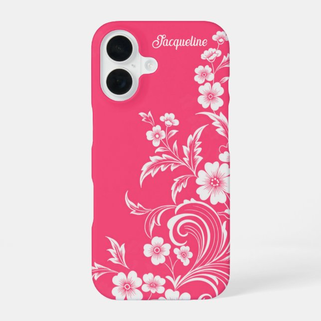 Coque iPhone 16 Fleur rose pastèque (Verso)