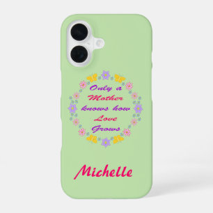 Coque iPhone 16 Fleurs de la Fête des Mères et Papillons Nom perso