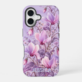 Coque iPhone 16 Fleurs d'Iris sarcelle élégantes personnalisées