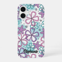 Fleurs Gribouillées - Fleurs Doodle avec Étoiles e