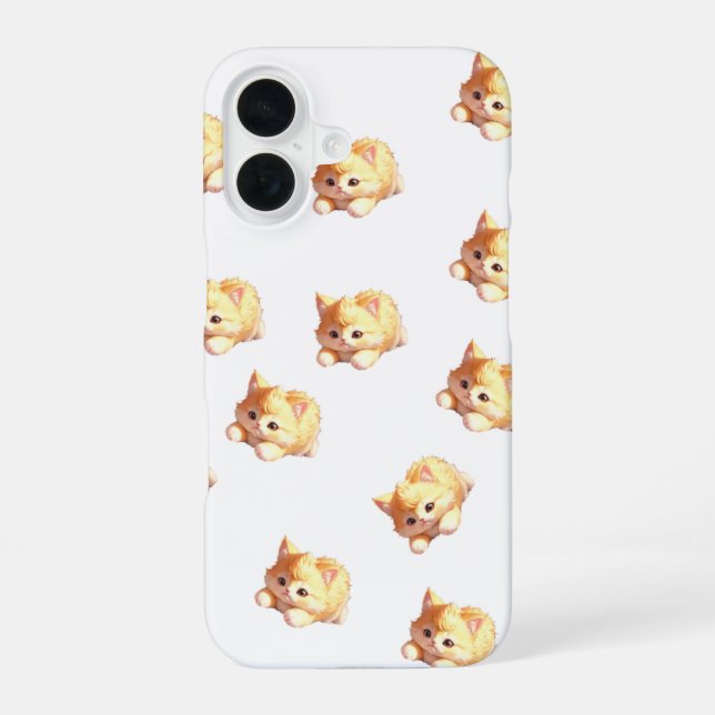 Coque iPhone 16 Fluffy Kitten Cute Pattern Phone Case (Verso)