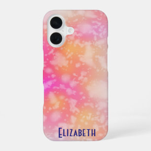 Coque iPhone 16 Fond aquarelle abstrait rose et orange
